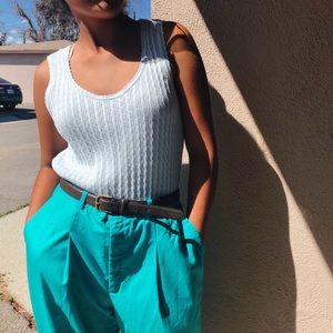 Adorable 90s pale baby blue cable knit tank